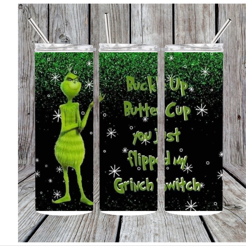 Green Grinch Tumbler with Straw